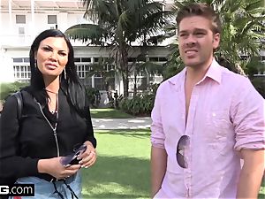 Jasmine Jae brings her guy toy along for a point of view boinking