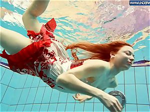 super-hot polish ginger-haired swimming in the pool